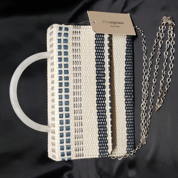 D'margeaux NWT Black, Blue, Cream Striped Crossbody/Handbag - Picture 1 of 7